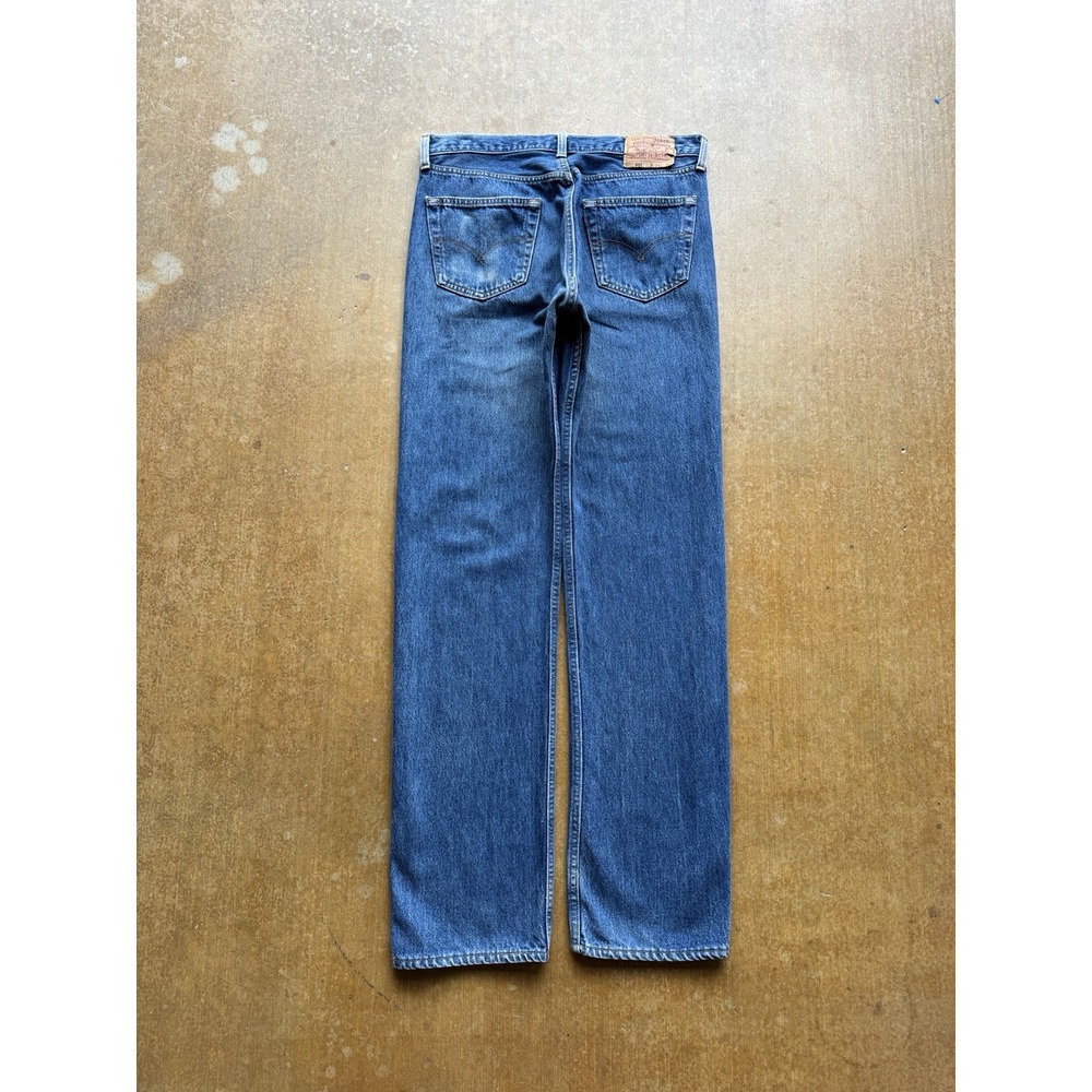 VTG 90s Levis 501 Dark Wash Straight Leg Denim Jeans USA Made 33Wx34L Cowboy